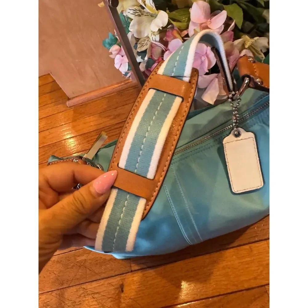 COACH F11669 Hamptons Weekend Blue Aqua Hobo Shoulder Bag (150